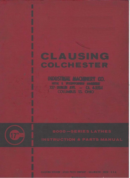 Product picture Clausing Colchester 8000 Series Lathes Instructions & Parts 