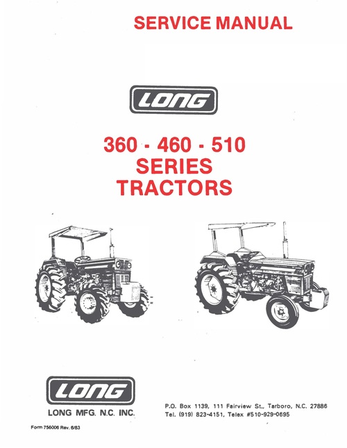 Product picture LONG 360 460 510 TRACTOR SERVICE REPAIR SHOP MANUAL TECHNICA