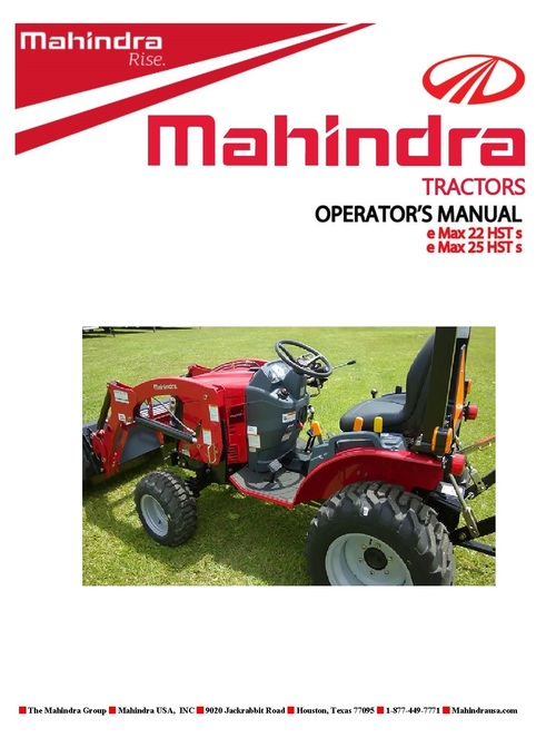 Product picture MAHINDRA EMAX 22 25 S HST Tractor Operator Maintenance Instr