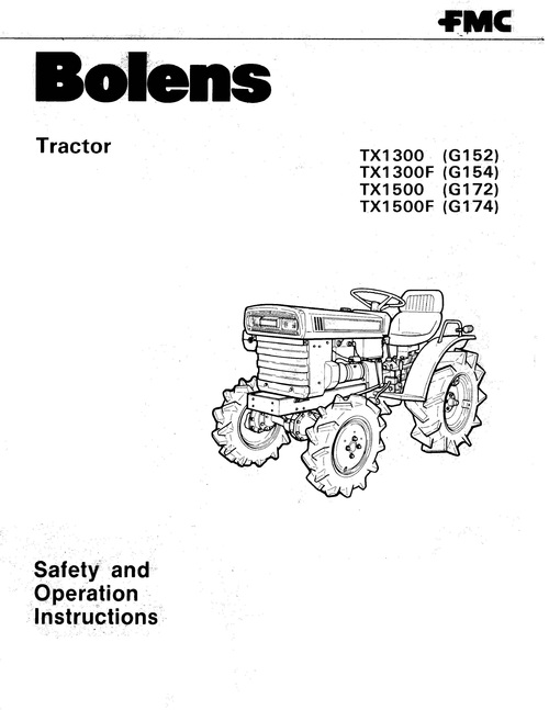 Product picture Bolens Tractor TX1300 TX1500 Maintenance Operator Instructio