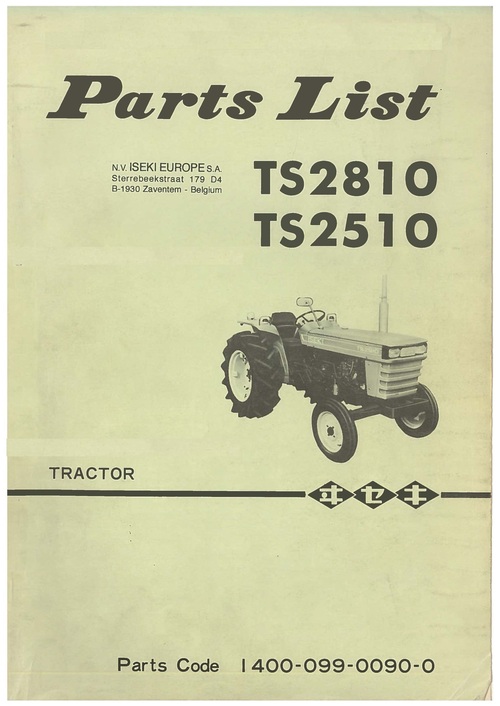 Product picture Iseki TS2810 TS2510 TRACTOR SERVICE PARTS MANUAL