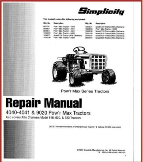 Product picture Simplicity - Allis Chalmers Powr Power Max Tractor Repair M