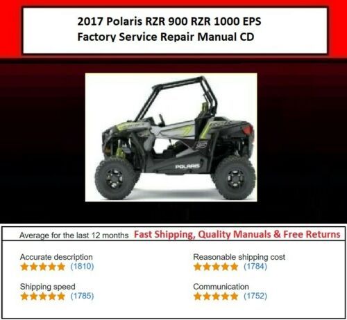 Product picture Polaris RZR 900 RZR 1000 EPS Factory Service Repair Ma 2017 