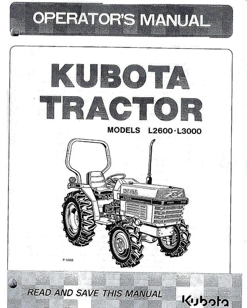 Product picture Kubota L2600 L3000 Tractor Operator Maintenance Manual