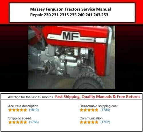 Product picture Massey Ferguson Tractors Service Manual Repair 230 231 231S 