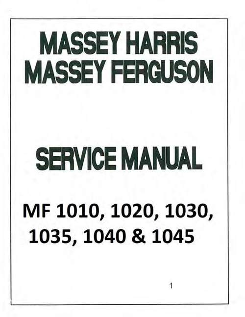 Product picture MF Massey Ferguson Tractor 1010 1020 Shop Service Repair Man