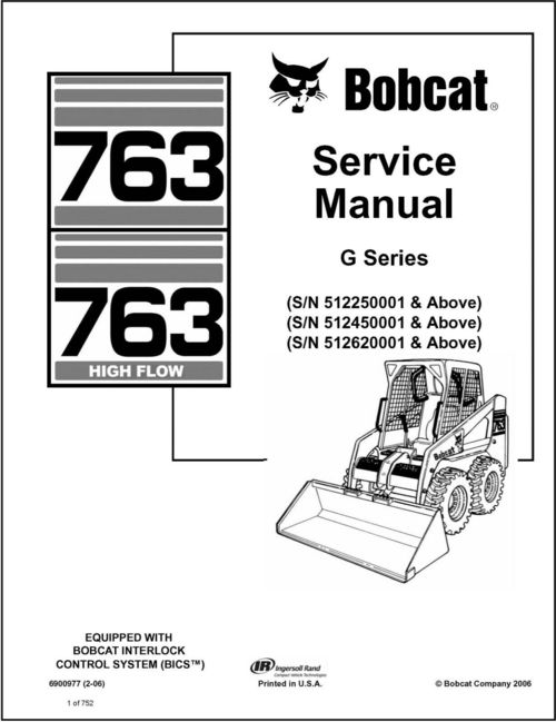 Product picture Bobcat 763 763H G Series Skid Steer Loader Service Repair Ma