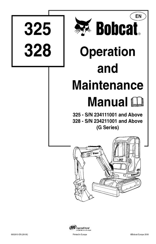 Product picture Bobcat 325 328 Excavator Operation and Maintenance Manual G 