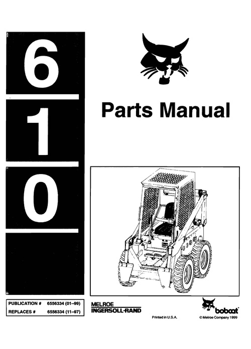 Product picture BOBCAT 610 SKID STEER LOADER SERVICE PARTS MANUAL