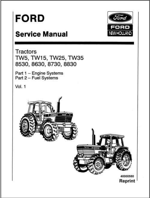 Product picture FORD 8530 8630 8730 8830 TW15 TW25 TW35 TW5 TRACTOR SERVICE MANUAL