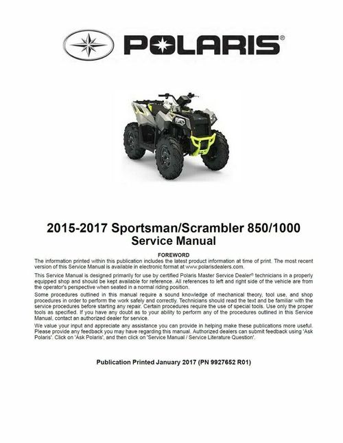 Product picture Polaris Sportsman 2016 Scrambler 850 1000 SP Touring Service Repair Manual