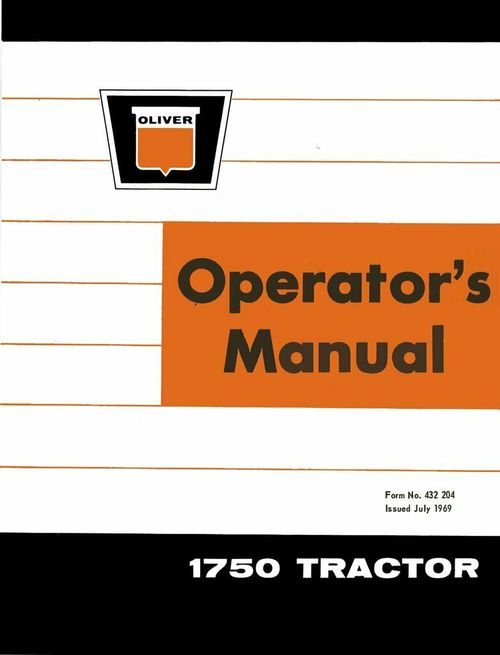 Product picture OLIVER 1750 TRACTOR OPERATORS OWNERS MANUAL OPERATION MAINTENANCE
