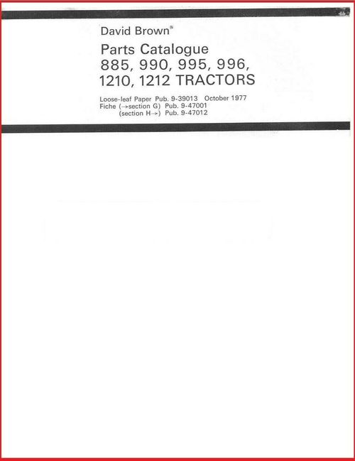 Product picture Case David Brown 885 990 995 996 1210 1212 Tractor Parts Manual  - 506 Pages