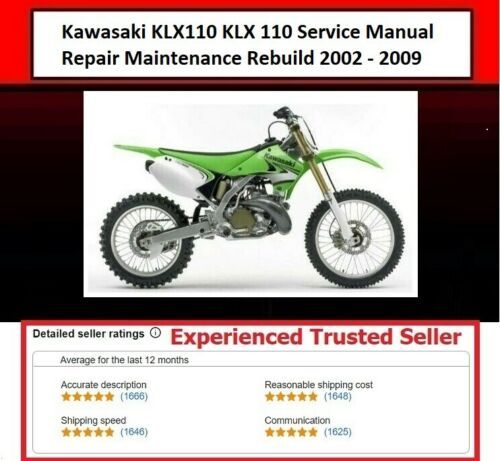 Product picture Kawasaki KLX110 KLX 110 Service Manual Repair Maintenance Rebuild 2002 - 2009