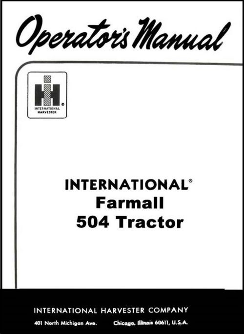 Product picture International Farmall IH 504 Tractor Manual OPERATOR Maint Lubrication MANUAL CD