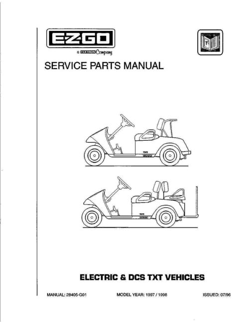 Product picture 1997 E-Z-GO Gas & Electric TXT Vehicles Golf Car Service Parts Manual DCS FLEET